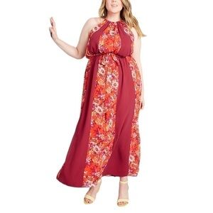 NWT ModCloth Illuminated Elegance Floral Halter Neck Maxi Dress Size 4X